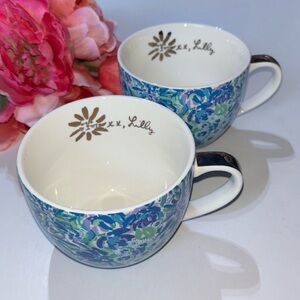 Lilly Pulitzer Dining Ceramic "Lion Around" Gold Paint Handle Coffee Cup